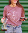 Unisex tričko From Farm to Cup by La Bohème Café fialová